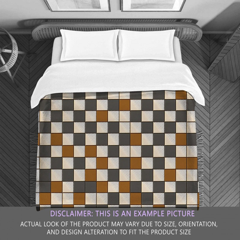 Polyester Comforter, Twin Comforter, Brown/Gray Checkered