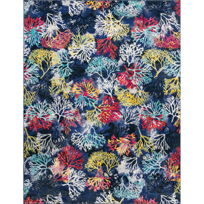 Tapis bleu marine / jaune / bleu Rilla