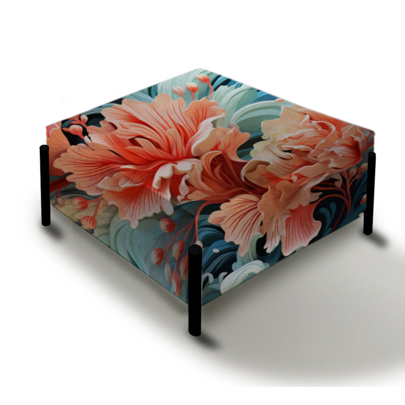 Coral Mirage - motif tropical - grand repose-pieds carré tropical