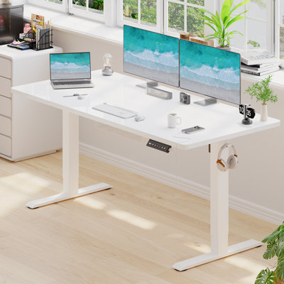 ONE PIECE Height Adjustable Standing Desk With Memory Smart Panel Office Electric Standing Computer Desk With USB Charge