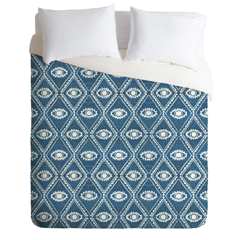 Ensemble de housse de couette Dash and Ash Diamond Eyes, Housse de couette pour grand lit et 2 taies décor, Bleu