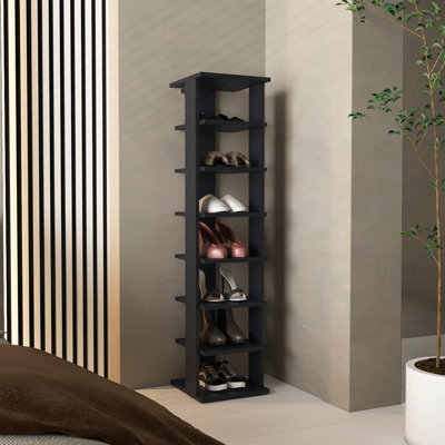 Shoe Rack, Black, 7 Shelves