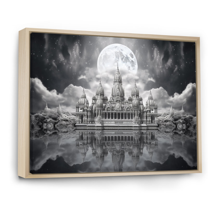" Hinduisim Art Celestial Abode ", Natural Floater Framed, 16" H x 32" W x 1" D