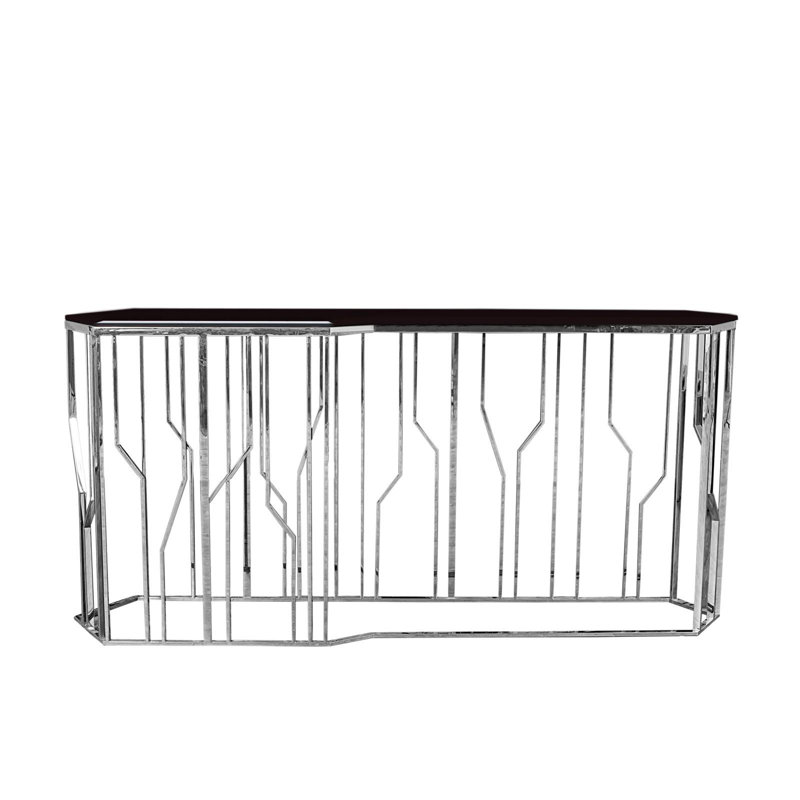 Console en verre Luciana , H 31,5 po x l 67 po x P 17 po, Argent