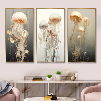 Minimalism Jellyfish Wonders - Jellyfish Wall Art Prints Set Of 3