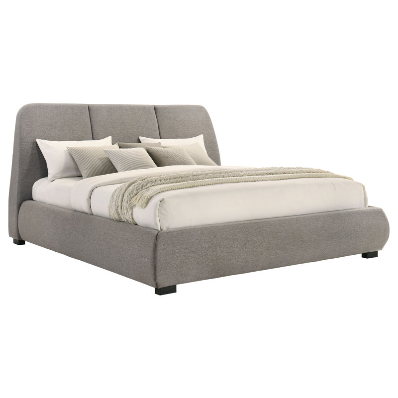 Lit plateforme tapissier Kacper, Très grand, Taupe
