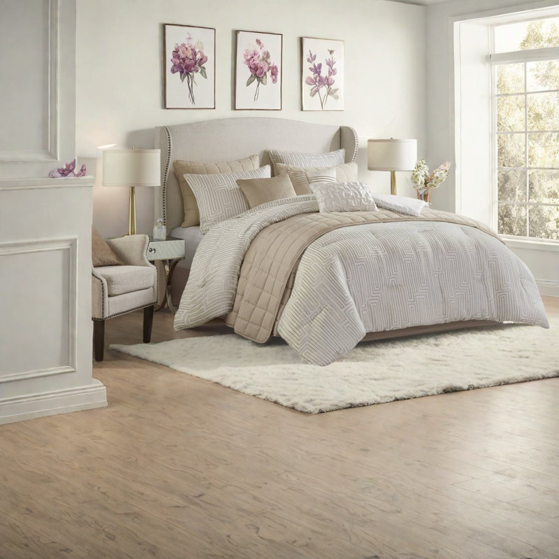Luxury 10 Piece Bedding Sets, Polyester Queen Jacquard Modern Home