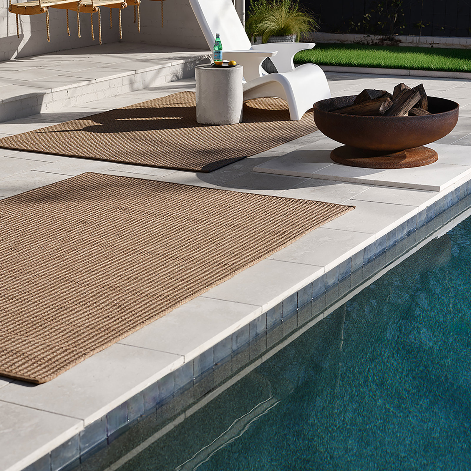 Cullen Light Tan Flatweave Outdoor Rug, Rectangle 6' x 9'