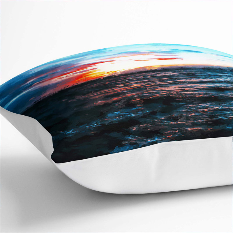 Moody Skies Above the Ocean Cushion with Filling, 40cm H x 40cm W x 15cm D, White