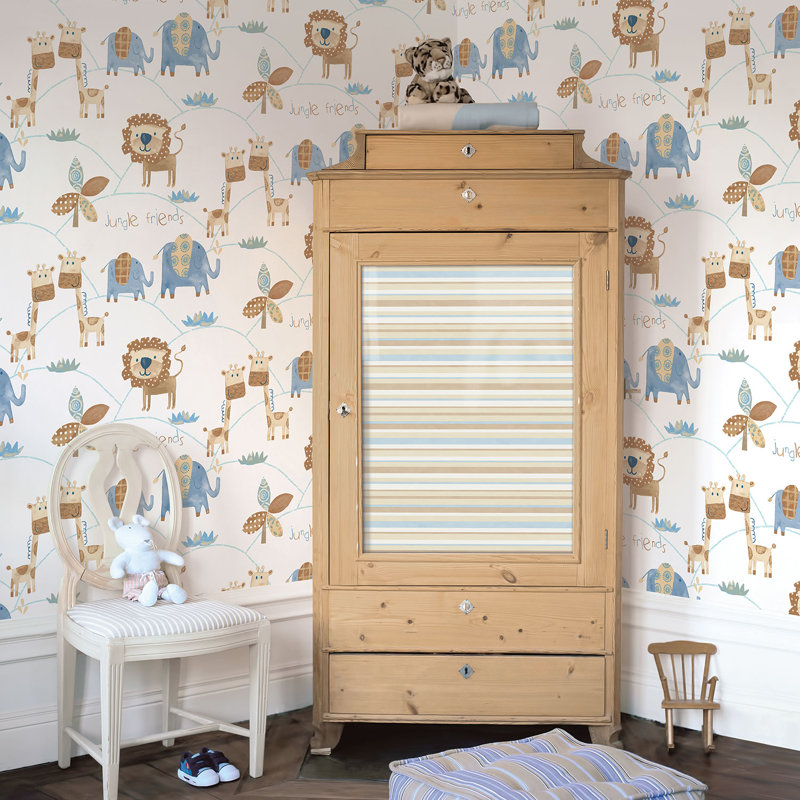 Just 4 Kids 2 Jungle Friends 33' L x 21" W Wallpaper Roll, Brown/Gray