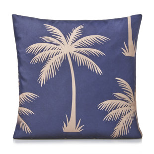 Adilen Indoor / Outdoor Floral Blue Square Pillow Cover
