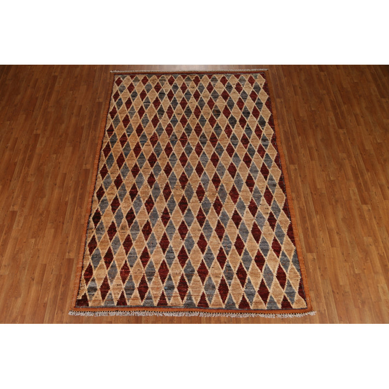 One-of-a-Kind Rectangle 7' x 10' New Age Rectangle Wool Area Rug in Beige and Green