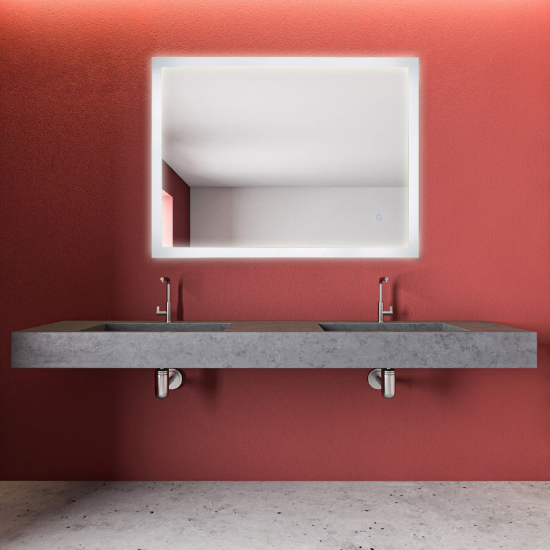 Aaldrik Metal Flat Wall Mirror, 60cm H x 80cm W