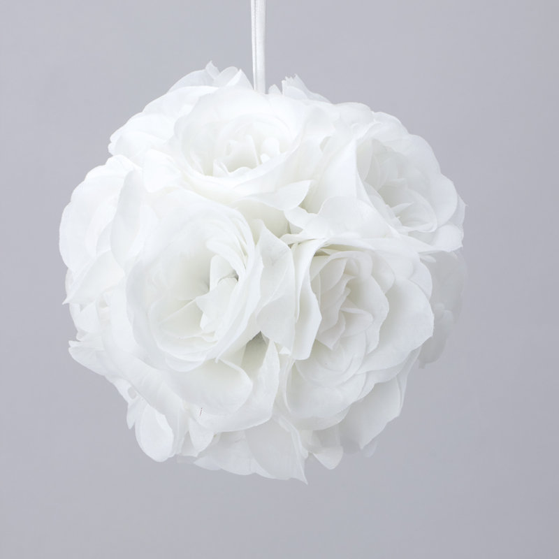 Boule de fleurs de pomander, Blanc, H 6 po x l 6 po x P 6 po