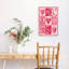Art mural abstrait romantique fantaisiste avec cœur-129023974