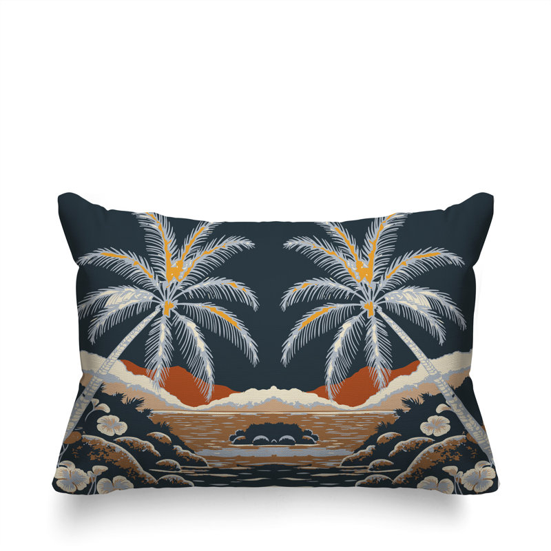 Oreiller rectangulaire réversible intérieur / extérieur Groove Palm, Rectangle H 18 po x l 25 po, Gris