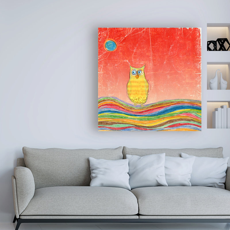 «Feathers, Dots And Stripes VI» par Ingrid Blixt - reproduction d'art sur toile tendue, H 18 po x l 18 po x p 2 po