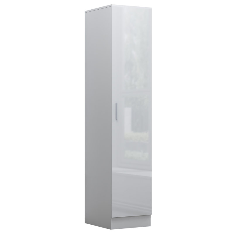 Osbourne Plain 1 Door Wardrobe, Matte White/Gloss White