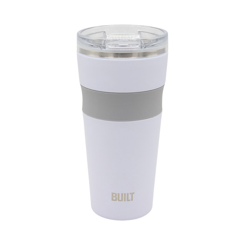 White and Gray Insulated Stainless Steel Travel Tumbler, 24 oz