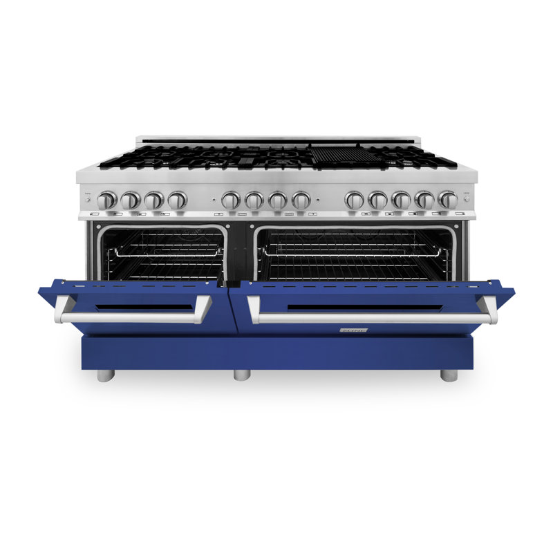 ZLINE 60" Legacy Dual Fuel Range, Blue Matte Stainless Steel