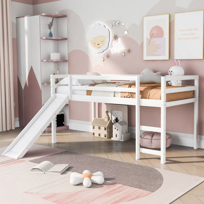 Loft Bed With Slide, Multifunctional Design, Full