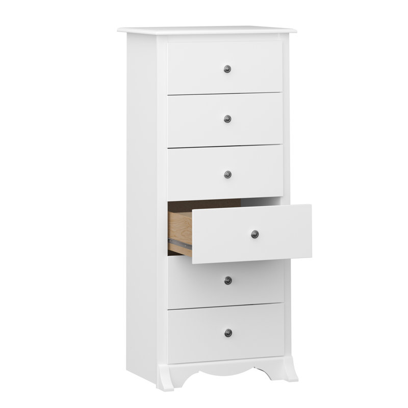 Commode à 6 tiroirs de 52,75 po de hauteur Wahhaj, commode, rangement pour chambre à coucher, salon, bureau, P 19 po x l 23,25 po x H 52,75 po, blanc