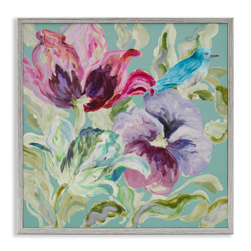Lyrical Garden Strokes Framed Giclee, design by Lanie Loreth, 17" H x 17" W, Farmhouse Gray Framed Giclee