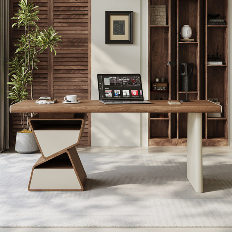 Bureau minimaliste brun de style Renaissance de 62,99 po, H 29,53 po x l 62,99 po x P 27,56 po