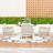 5Pcs Outdoor Extendable Round Dining Set with Acacia Wood Table and 4 Cushioned Rattan Armchairs