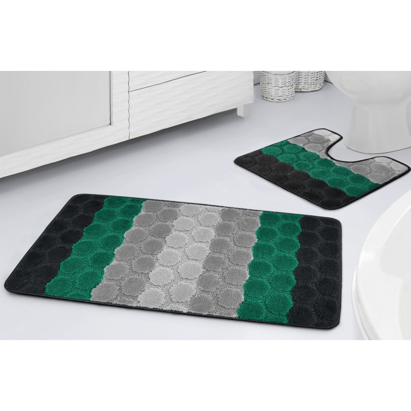 Kenery Hex Stripe Bath Set, Emerald