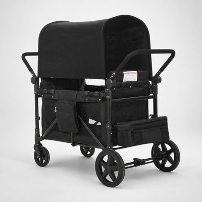 Poussette pliable pour 4 enfants avec capacité de 330 lb et poignée réglable pour un déplacement facile