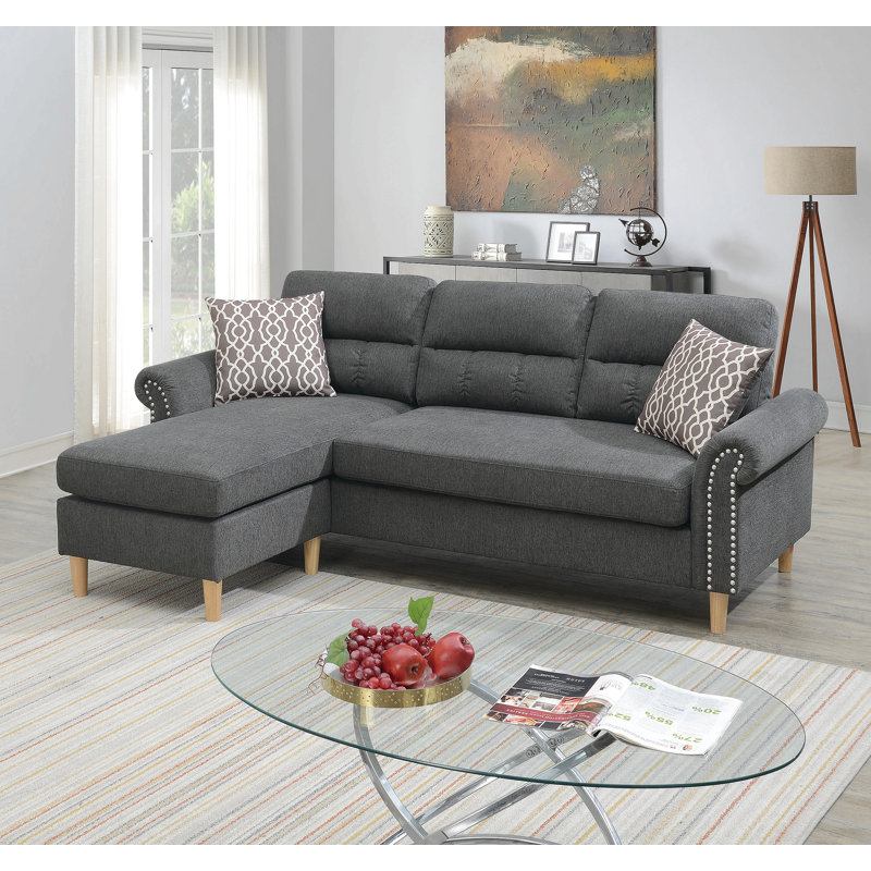 Ensemble de canapé modulaire réversible Polyfiber, Tissu - mélange de gris