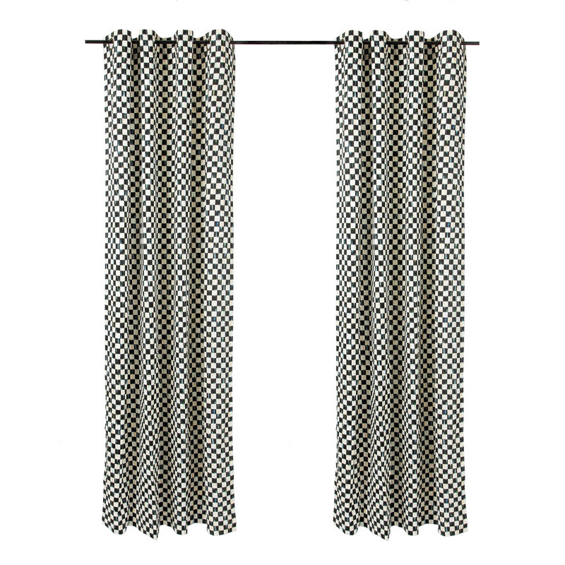 Black and White Cotton Room-Darkening Grommet Curtains for Kids