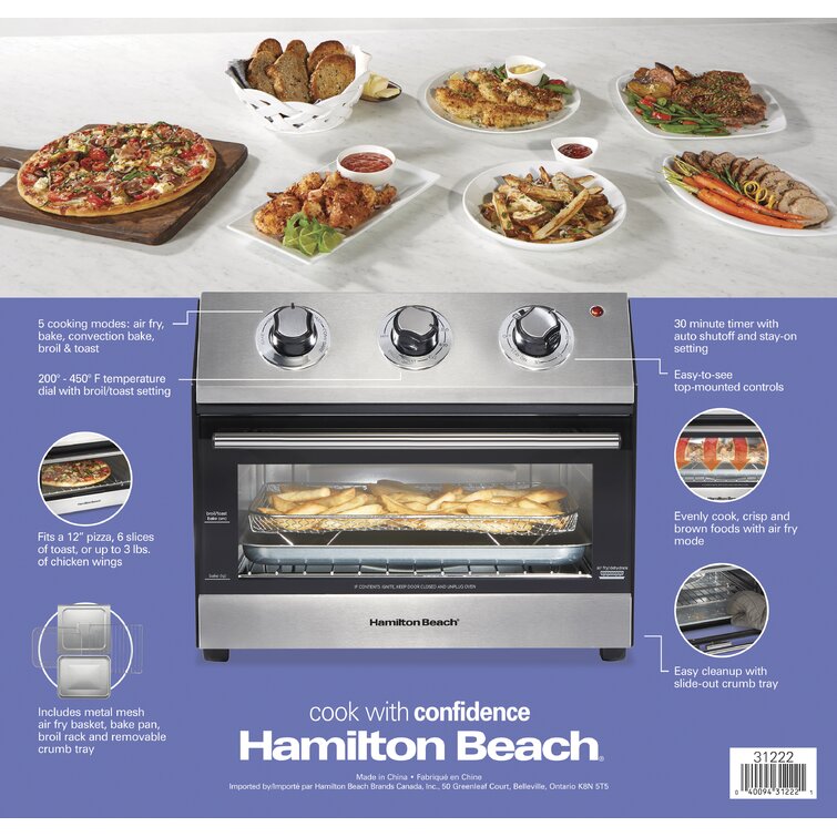 Hamilton Beach Digital Air Fryer Toaster Oven 6 Slice Capacity