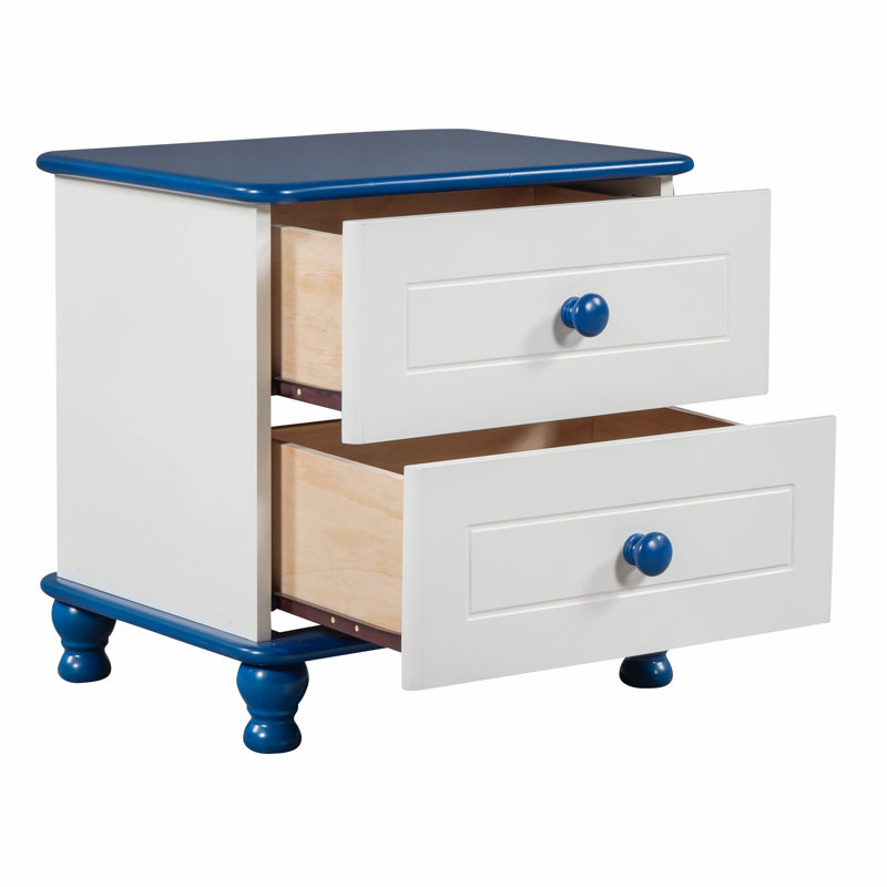 Adamczak Solid Wood 2 - Drawer End Table, Blue