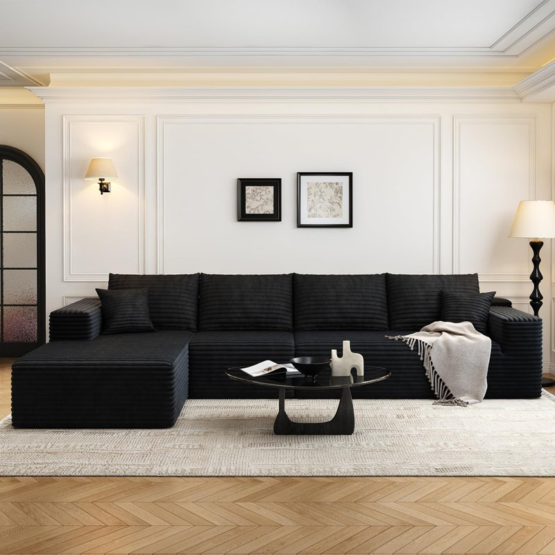 Boneless 135.4" Cloud Modular Sectional Sofa Couch with L-Shape Chaise,Modern Minimalist Upholstered Couches for Living Room Bedroom,Deep Seat Corner Couch,No Assembly Required (,Right Facing Chaise)