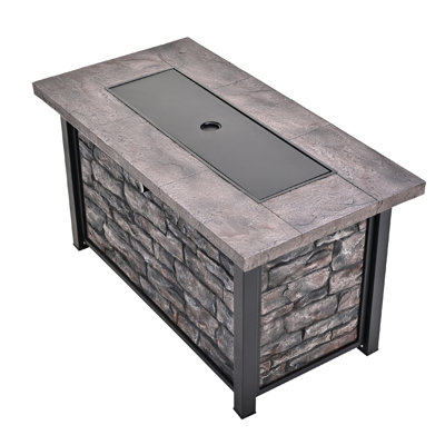 48" Fire Table With Fiberglass Wooden Tabletop