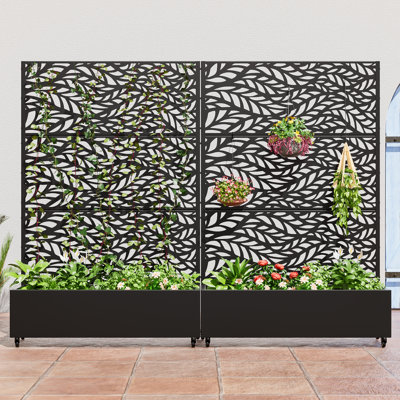 Outdoor Metal Planter Box Raised Garden Beds with Trellis