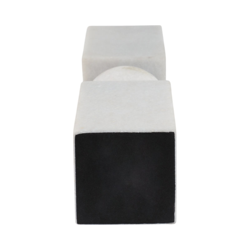 Sagebrook Home 12X3" Chunky Marble Taper Holder, White, White, 12" H x 3" W x 3" D