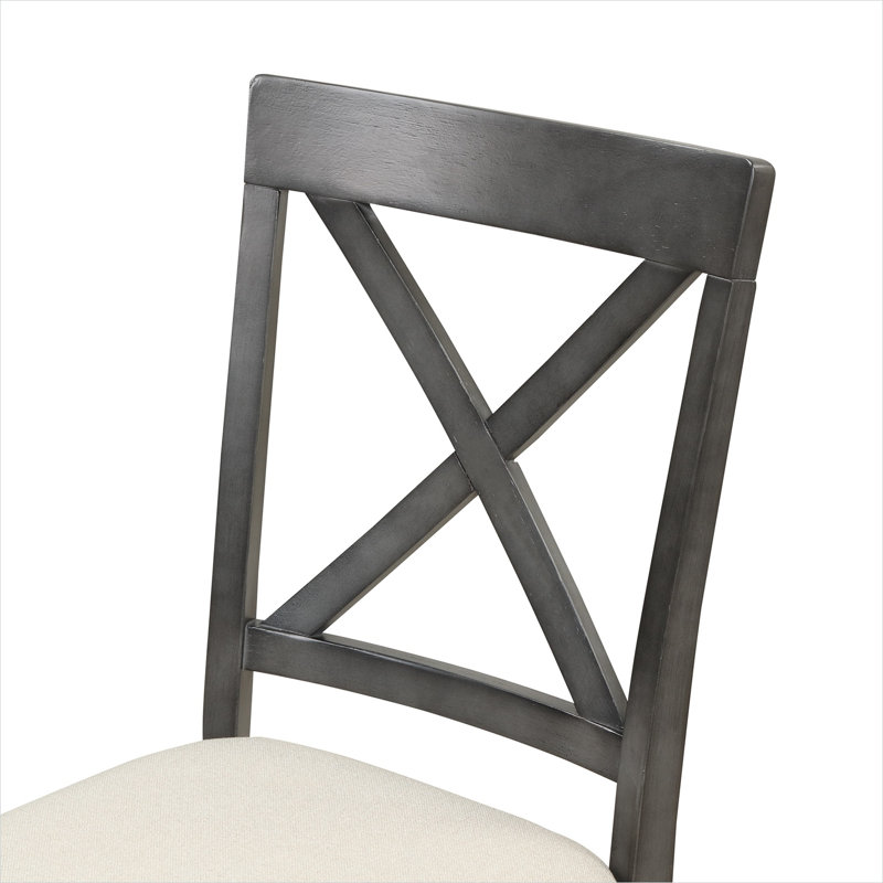 Ensemble de salle à manger rectangulaire moderne avec chaises en bois massif et plateau en bois aggloméré, 4 places, gris doux