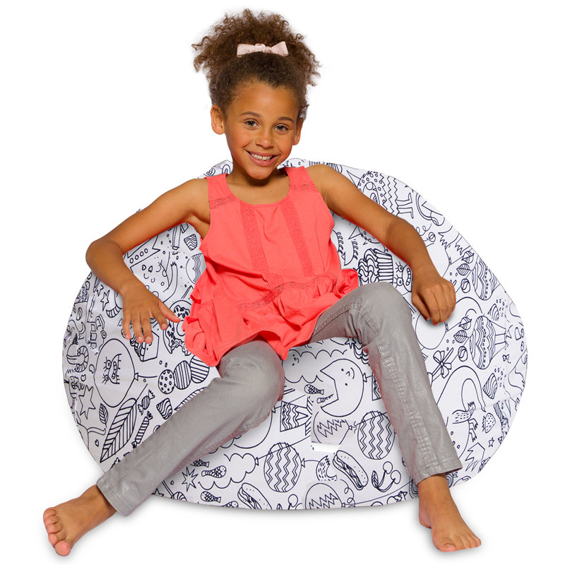 Bean Bag Chair for Kids, Teens, and Adults - Filled with Soft Beads, Includes Removable and Machine Washable Cover - Multiple Colors, Sizes and Fabrics including Soft Nylon & Canvas with Patterns