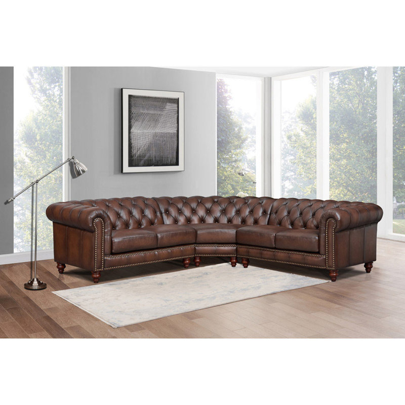 Alton Bay 86" Wide Genuine Leather Symmetrical Corner Sectional