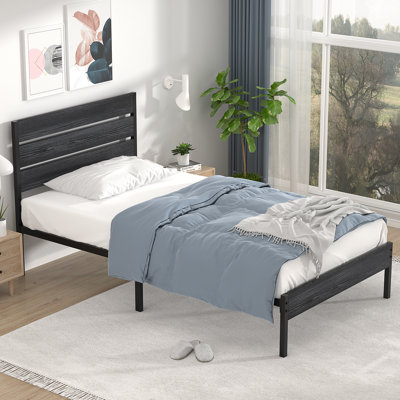 Alicia Platform Bed Frame with Wood Headboard and Footboard No Box Spring Needed