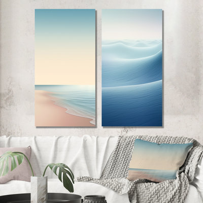 Océan Whisper Blue Beach Harmony - ensemble de salon mural en métal bord de mer
