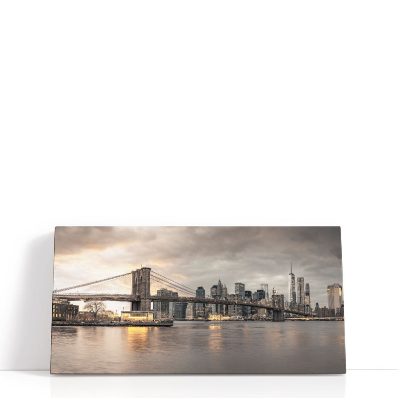 Pont de Brooklyn, New York - reproduction d'art sur toile, H 15 po x l 30 po