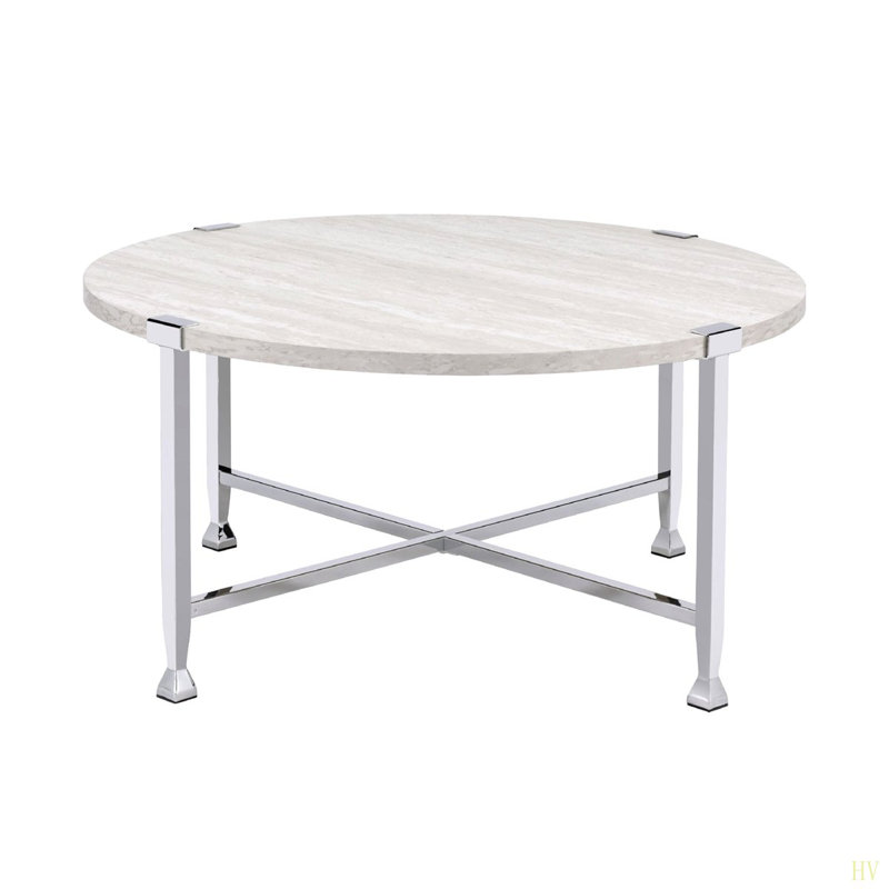 Table basse ronde avec cadre en métal