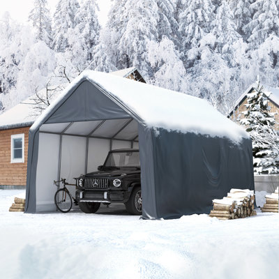 GARTOO 13 Ft. W x 20 Ft. D Outdoor Heavy Duty Peaked Portable Garage, Galvanized Steel Anti-Snow Carport