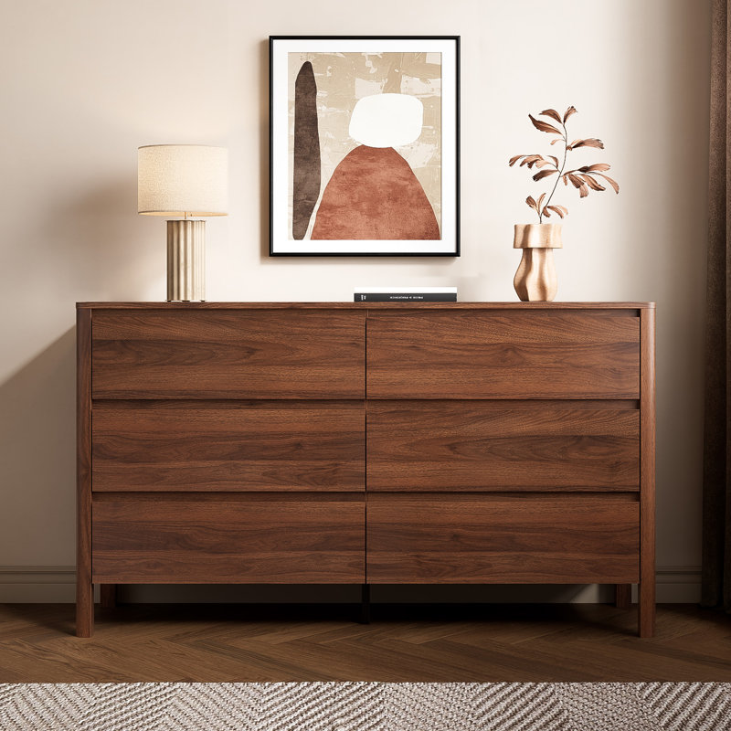 Commode 6 tiroirs 55,1 po, Brun
