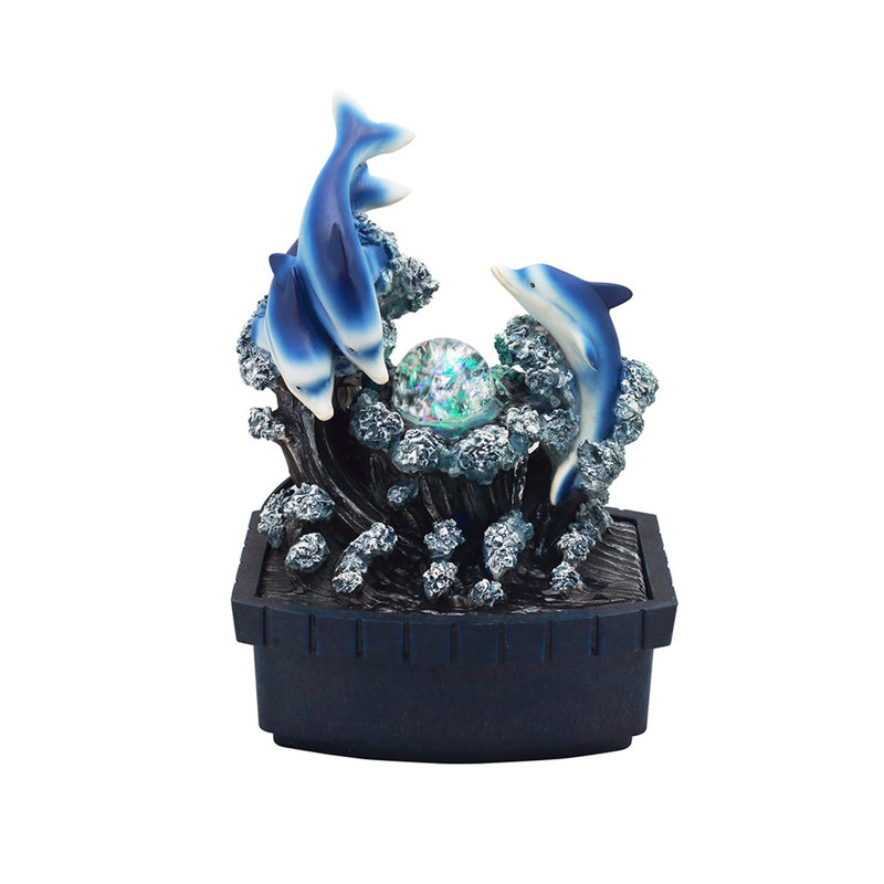 Fontaine de table 11 "Blue Polyresin Dolphins