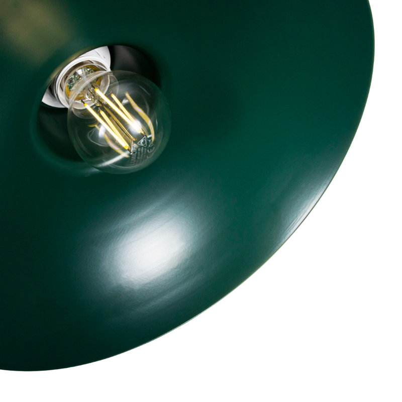 Industrial Retro Designed Matt Curved Ceiling Pendant Light Shade, Green